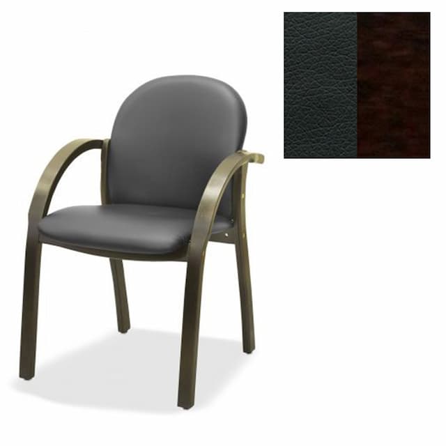 Офисный стул Юнитекс Джуно люкс экокожа премиум черная CN1114/дерево-венге