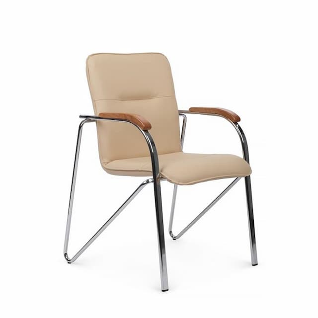Стул с деревянными подлокотниками Riva Chair Самба (SMB-02H хром гальв.) бежевый