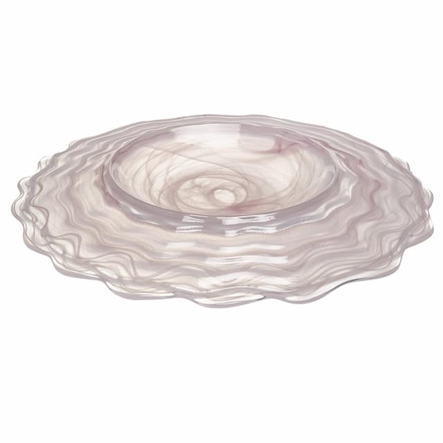 Тарелка ARDACAM Osho ARD 2457.3 d 27 см h 2 см (стекло, цвет / декор бело-розовый)