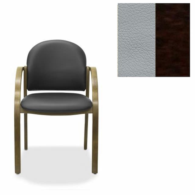 Офисный стул Юнитекс Джуно экокожа премиум светло-серая CN1132/дерево-венге